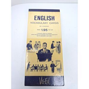 Vintage Vis-Ed English Vocabulary Cards 1000 Count MCM Flashcards Box Academic